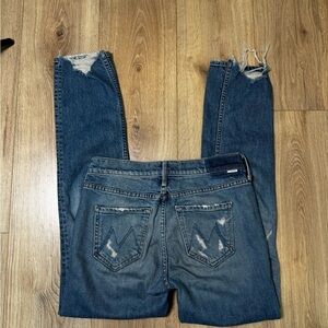 MOTHER Women's Distressed Straight Leg Jeans - Blue